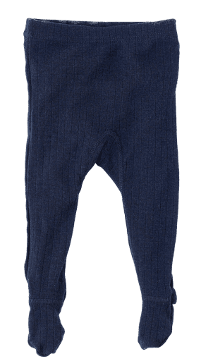 Joha - Legging with feet - Navy - Merino wool + Silk 