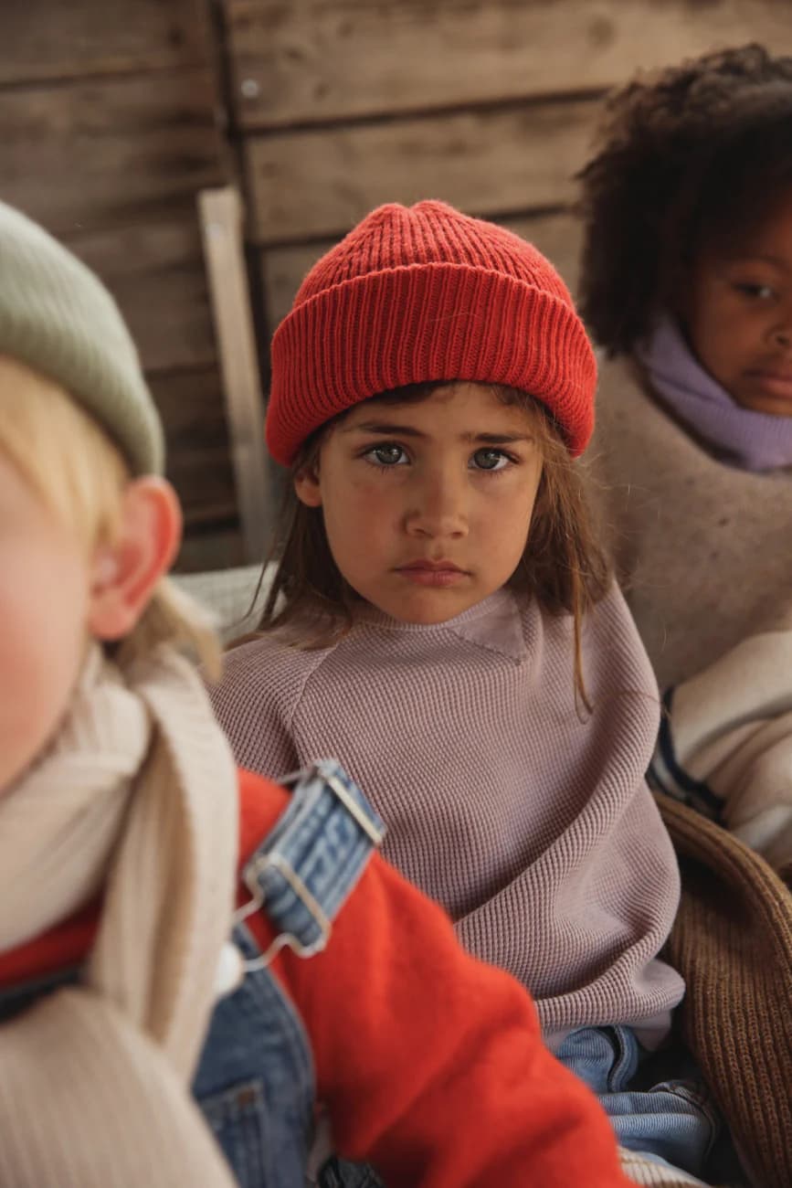 Hvid beanie Fonzie (6y - 10y)