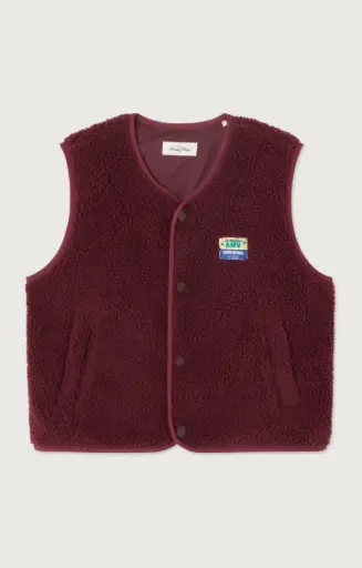 American Vintage - Hoktown Vest met drukknopen in Bordeaux Chine