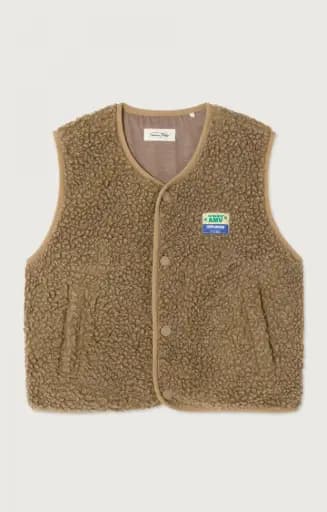 American Vintage - Hoktown Vest met drukknopen in Muscade Chine