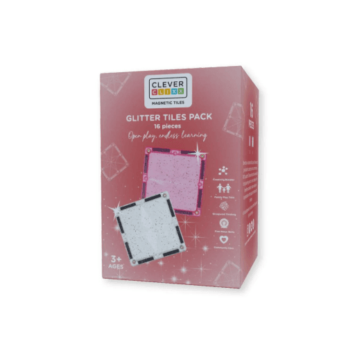 Cleverclixx - Glitter tiles pack transparent (16 stuks)