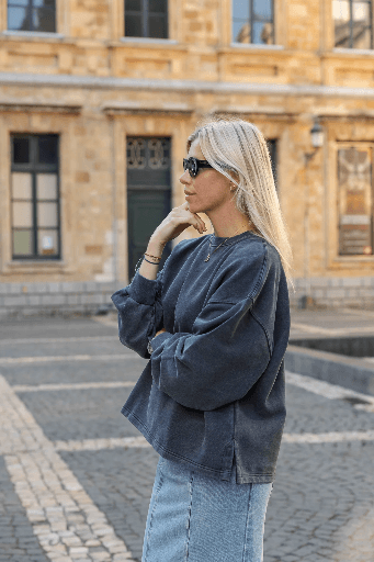 Ln - Oversized sweater antraciet (Effen)