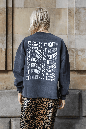 Ln - Oversized sweater antraciet (Waves) 