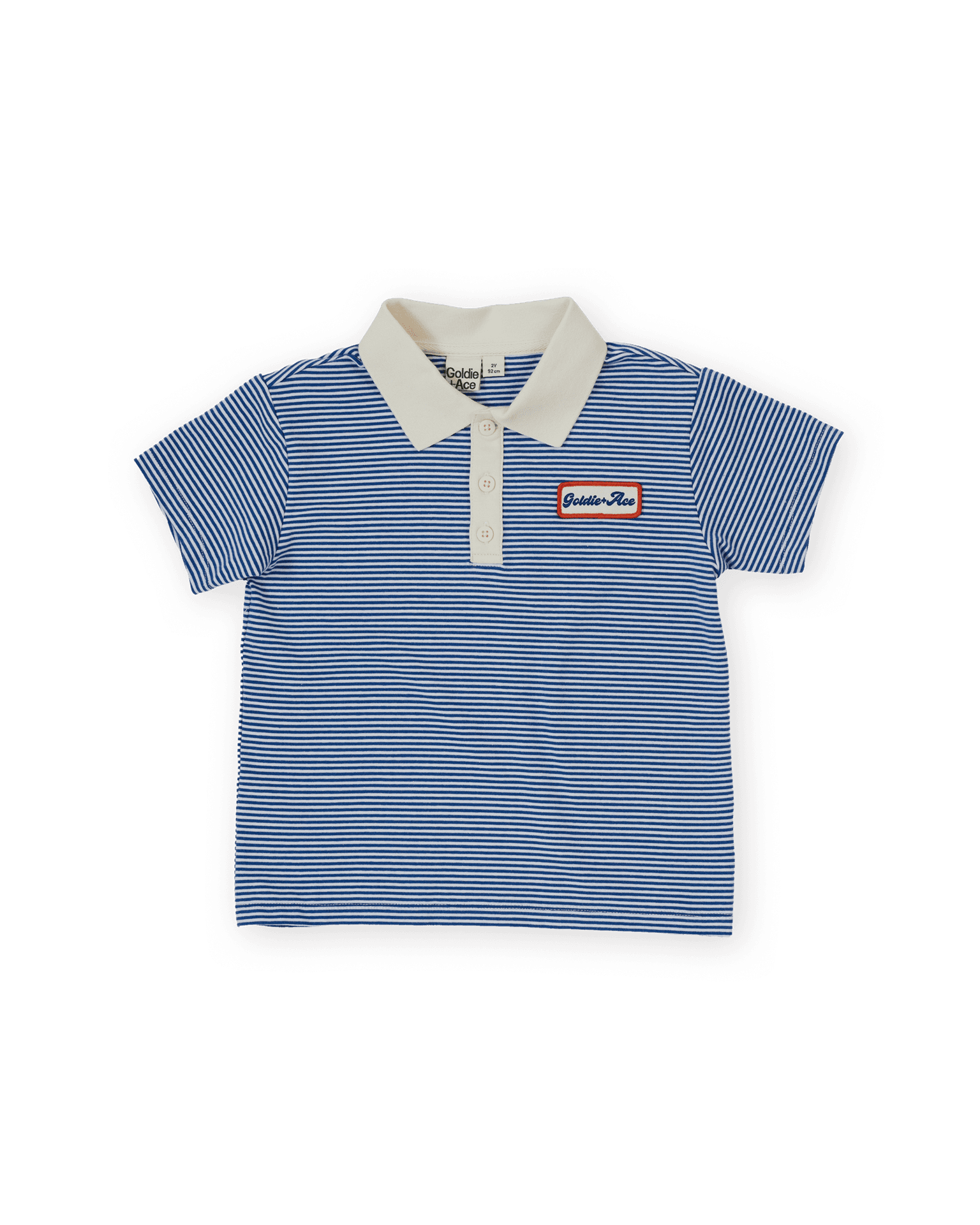 Goldie and Ace - Navy stripe logo polo top