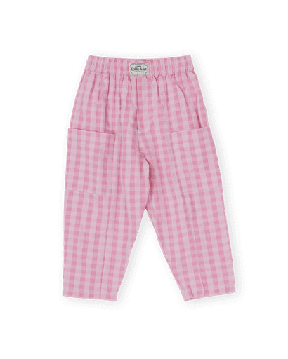 Goldie and Ace - Lightweight gingham kit pocket pant pink