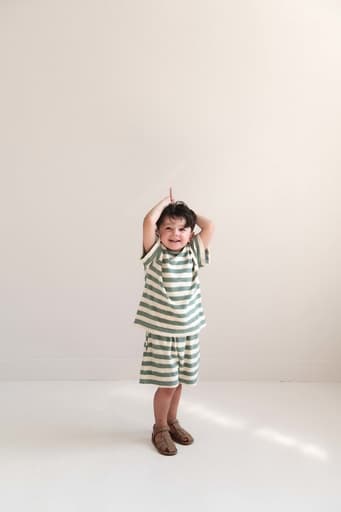 Jenest - Robin shorts - Water blue off white stripe