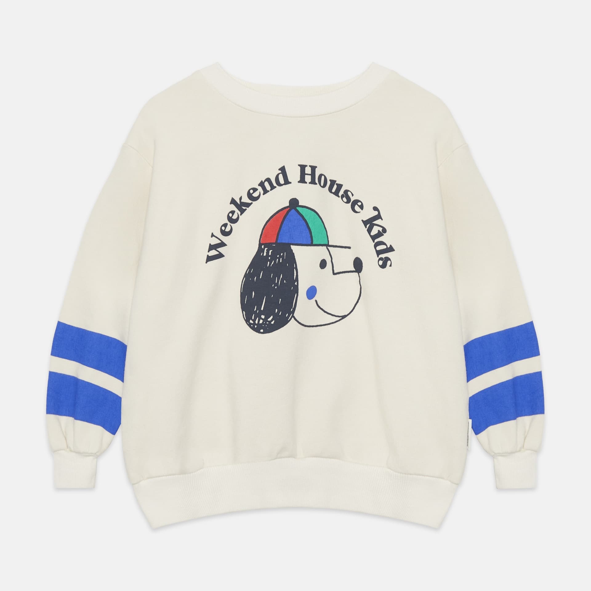 Weekend House Kids - Happy dog striped sweatshirt - Ecru