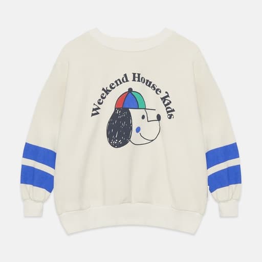 Weekend House Kids - Happy dog striped sweatshirt - Ecru