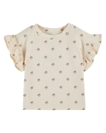 Emile & Ida - Tee shirt eponge imprime - Cerisette creme (ad108)