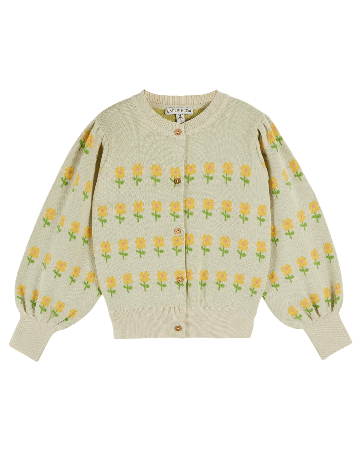 Emile & Ida - Cardigan fleurs - Beige clair (ad183)
