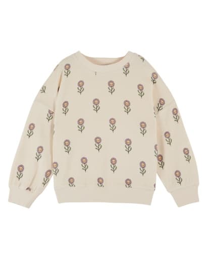 Emile & Ida - Sweat shirt eponge  imprime ao - Margot creme (ad213a)