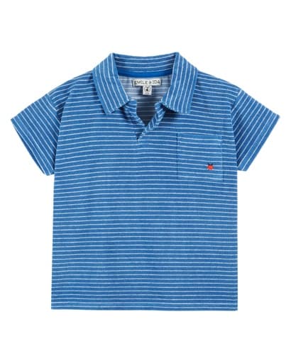 Emile & Ida - Polo eponge raye - Rayure mer fine (ad092a)
