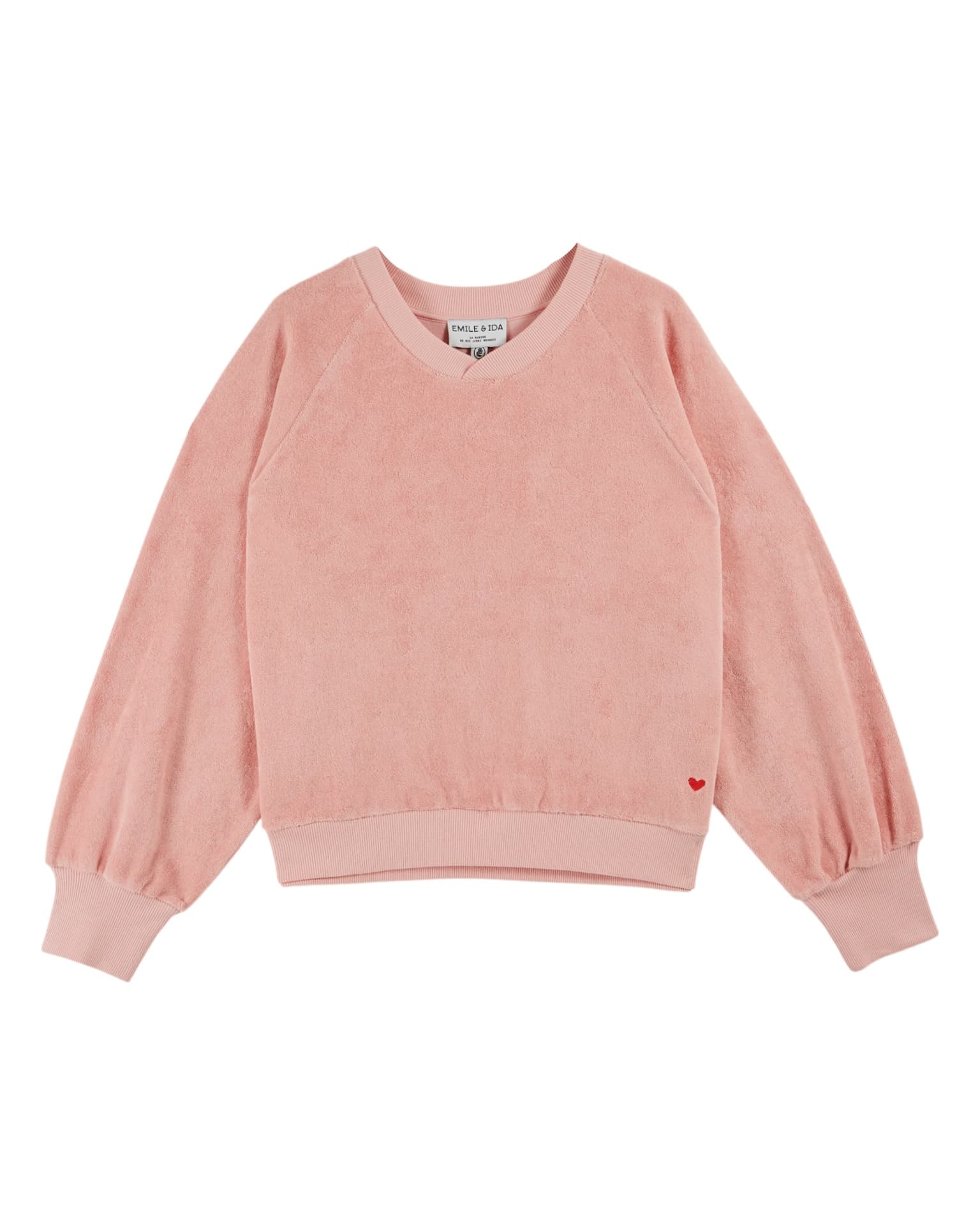 Emile & Ida - Sweat uni eponge - Rose indien (ida-dax)