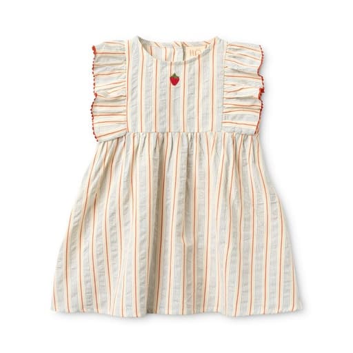 Flöss - Robin dress - Blue-tangerine stripe