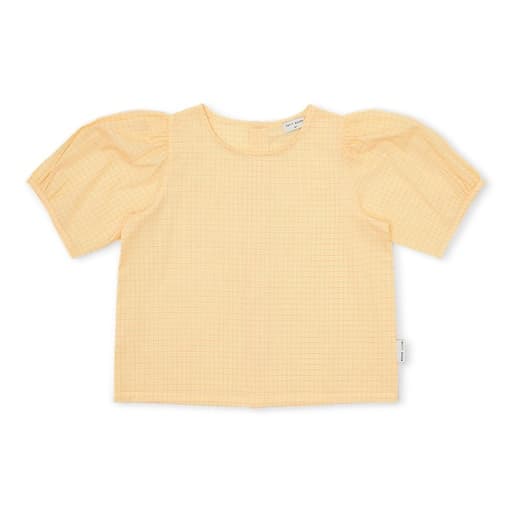 Petit Blush - Puff sleeve blouse - Check butter yellow