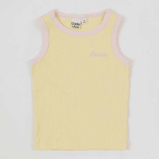 Goldie and Ace - Embroidered colour pop rib singlet