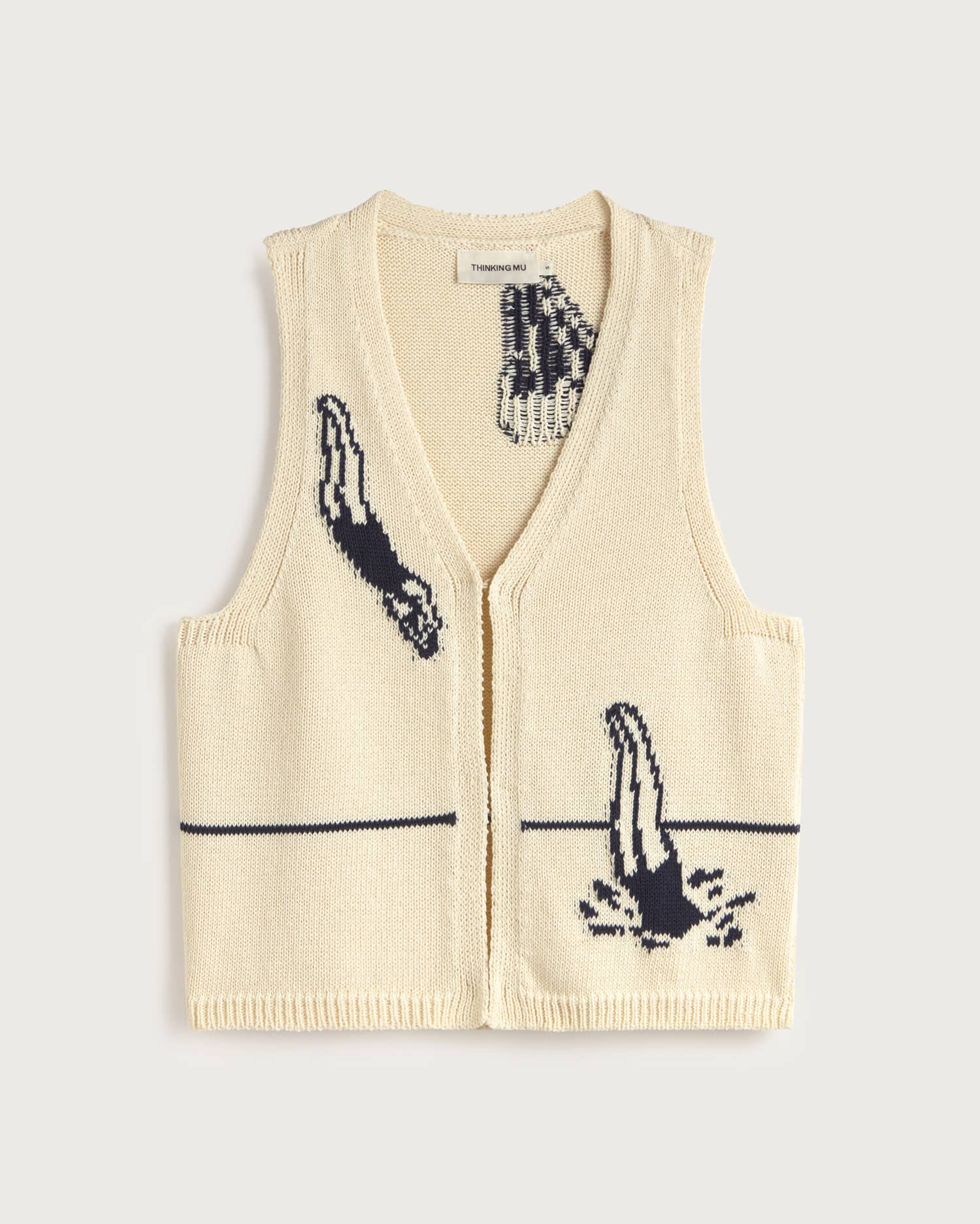 Thinking Mu - Swimmers ecru robbie knitted vest