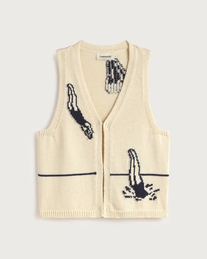 Thinking Mu - Swimmers ecru robbie knitted vest